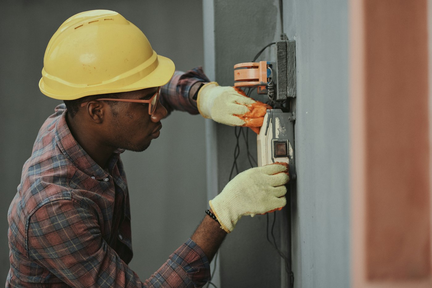 Site electrician at work
